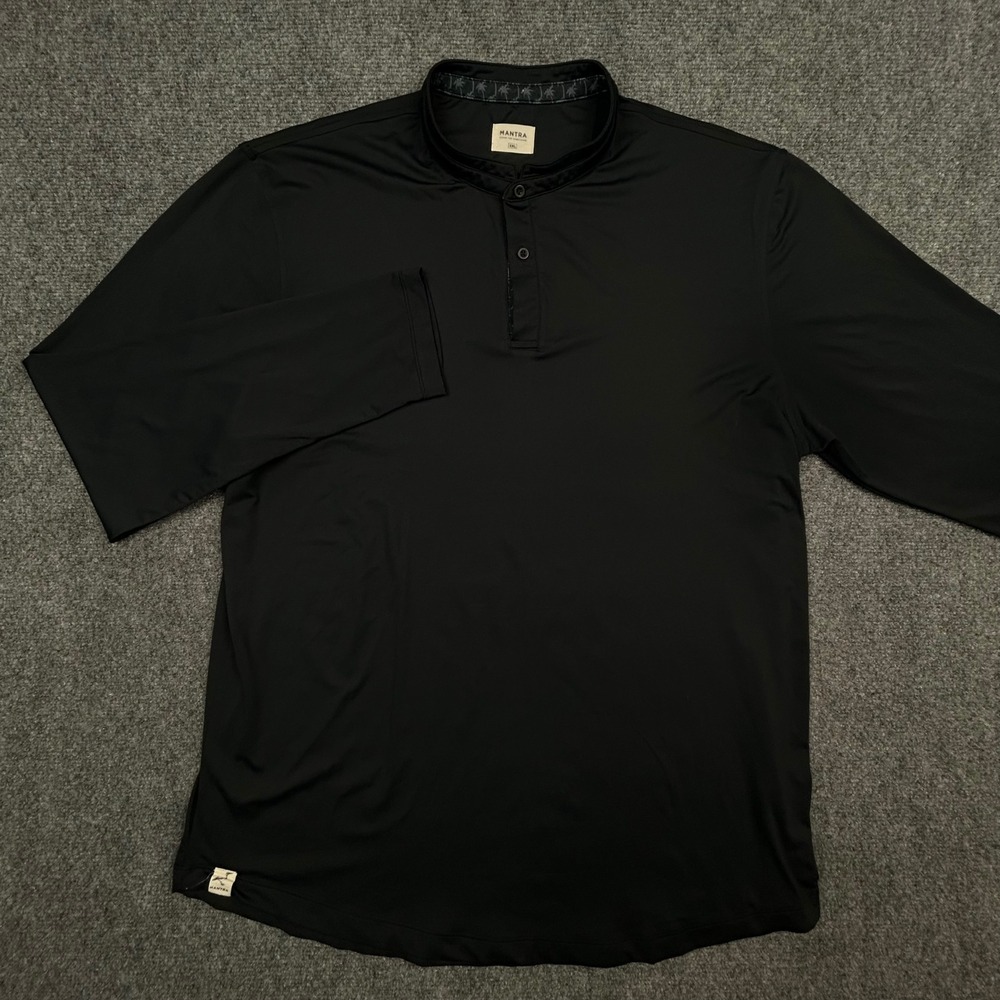 Mantra Catalyst Polo Mens XXL Black Long Sleeve Henley Performance Stretch Shirt